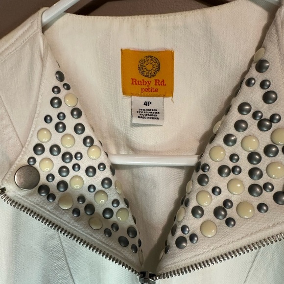 Ruby Rd: Women size 4P White Jacket Quarter sleeve - Picture 3 of 4